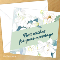 Watercolor Floral Happy Wedding Day Card 5x5 with Envelope 5.25x5.25 + Address Template, Printable INSTANT DOWNLOAD, Congratulations, Edit with Corjl, DIY #1C_1EN 155 BF1 & L1