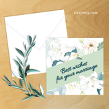 Watercolor Floral Happy Wedding Day Card 5x5 with Envelope 5.25x5.25 + Address Template, Printable INSTANT DOWNLOAD, Congratulations, Edit with Corjl, DIY #1C_1EN 155 BF1 & L1