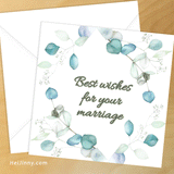 Watercolor Greenery Happy Wedding Day Card 5x5 with Envelope 5.25x5.25 + Address Template, Printable INSTANT DOWNLOAD, Congratulations, Eucalyptus, Edit with Corjl, DIY #1C_1EN 203 G1