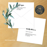 Watercolor Greenery Olive Thank You Card 5x5 with Envelope 5.25x5.25 + Address Template + 2 Evites, Electronic, Digital, Printable INSTANT DOWNLOAD, Editable Text, DIY, Edit with Corjl #3S_T_1EN 161 G1