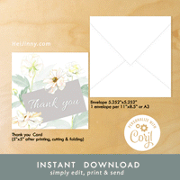 Watercolor Floral Violet Rose Thank you Card 5x5 with Envelope 5.25x5.25 + Address Template, Printable INSTANT DOWNLOAD, Edit with Corjl, DIY #1T_1EN 138 BF1 c