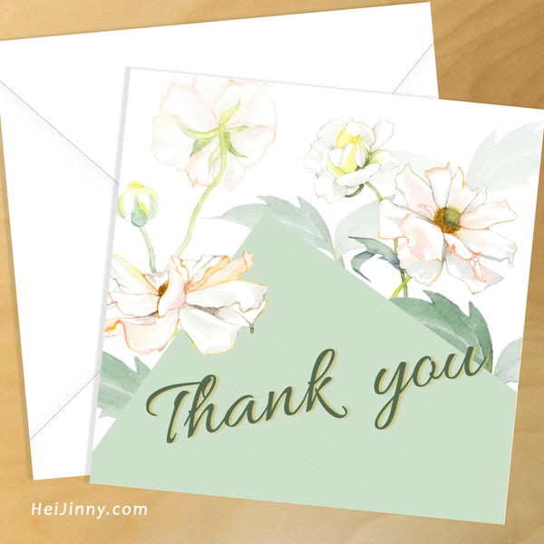 Watercolor Butterfly Flower Thank you Card 5x5 with Envelope 5.25x5.25 + Address Template, Printable INSTANT DOWNLOAD, Edit with Corjl, DIY #1T_1EN 132 BF1 b