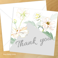 Watercolor Butterfly Flower Thank you Card 5x5 with Envelope 5.25x5.25 + Address Template, Printable INSTANT DOWNLOAD, Edit with Corjl, DIY #1T_1EN 132 BF1 b