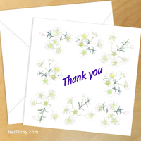 Watercolor Floral Flower Wax Thank you Card 5x5 with Envelope 5.25x5.25 + Address Template, Printable INSTANT DOWNLOAD, Edit with Corjl, DIY #1T_1EN 150 W1