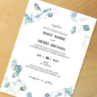 Printable Watercolor Greenery, Olive & Eucalyptus Wedding Invitation Set, Wedding Program, Thank you Card, Bonus Templates-Envelope, 100% Editable Text with Corjl, Garden Wedding, INSTANT DOWNLOAD, DIY, Digital Card, PDF file, #8WB 165 G1