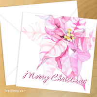 Watercolor Poinsettia, Merry Christmas Greeting Card + Envelope 5.25x5.25 + Address Template, Christmas Card Printable, Editable Xmas Cards, Printable INSTANT DOWNLOAD, Edit with Corjl, DIY #1XC_1EN 174 PS1 d