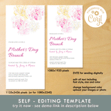 Mother's Day Invitation Template, Printable Watercolor Carnation Party Invite, Brunch, Lunch & Dinner Event Flyer, Electronic Invitation, Evite, Digital, Editable Text, Instant Download, Edit with Corjl, DIY #2S_MI 214 C1 b