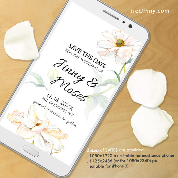 Watercolor Floral, Flower Butterfly Save the Date Template, Electronic Invitation, Evite, Digital, Wedding Date, Editable Text, Printable Instant Download, Edit with Corjl, DIY #2S_STD 116 BF1