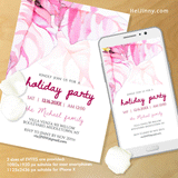 Holiday Party Invitation, Printable Watercolor Poinsettia Christmas Party Invite Template, Holiday Dinner, Electronic Invitation, Evite, Digital, Editable Text, Instant Download, Edit with Corjl, DIY #3S_HI 182 PS1 a