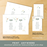 Printable Seating Chart Cards Template, Wedding Seating Sign, Instant Download, Editable Text with Corjl, DIY, Watercolor Floral, Flower Butterfly, Header 9"x4" with 2 kinds of Cards 4"x6" Sizes, DIY #3S_SC 122 BF1