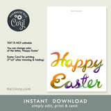 Easter Card 5x5 with Envelope 5.25x7.25 + Address Template, Printable INSTANT DOWNLOAD, Edit with Corjl, Seasonal Cards #6EC_1EN 088 CH1