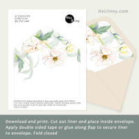 Printable Envelope 7.25"x5.25" + Minimalist Address Template + Butterfly Flower EURO Flap Envelope Liner Template, Printable Wedding Envelope Insert, INSTANT DOWNLOAD, Editable DIY ONLY for Address Template, , Edit with Corjl #2S_ENL 072 BF1