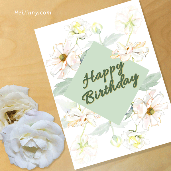 Watercolor Floral, Flower Butterfly Birthday Card Template, 5 x 7,  Printable INSTANT DOWNLOAD, DIY, Edit with Corjl #1B 127 BF1