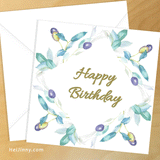 Watercolor Greenery, Olive Birthday Card 5x5 with Envelope 5.25x5.25 + Address Template, Printable INSTANT DOWNLOAD, Edit with Corjl, DIY #1B_1EN 032 G1