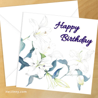 Watercolor Floral, White Lily Birthday Card 5x5 with Envelope 5.25x5.25 + Address Template, Printable INSTANT DOWNLOAD, Edit with Corjl, DIY #1B_1EN 079 L1 & L1 b