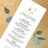 Printable Wedding Menu Card Template, Watercolor Floral, Flower Butterfly Wedding Menu Card, 4x9, Instant Download, Editable Text with Corjl, DIY #1Me 114 BF1