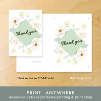 Watercolor Floral, Flower Butterfly Thank you Card Template, Printable INSTANT DOWNLOAD, Editable Text, Edit with Corjl, DIY #1T 111 BF1