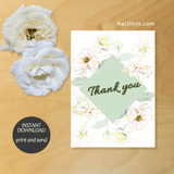 Watercolor Floral, Flower Butterfly Thank you Card Template, Printable INSTANT DOWNLOAD, Editable Text, Edit with Corjl, DIY #1T 111 BF1