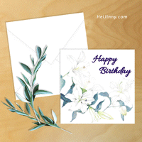 Watercolor Floral, White Lily Birthday Card 5x5 with Envelope 5.25x5.25 + Address Template, Printable INSTANT DOWNLOAD, Edit with Corjl, DIY #1B_1EN 079 L1 & L1 b