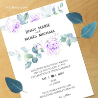 Wedding Invitation Template 5x7, Invite, Watercolor Floral, Violet Rose, Garden Wedding, Printable INSTANT DOWNLOAD, Editable Text, Edit with Corjl, DIY, Digital Card, PDF file, #1WI 038 R2