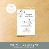 Wedding Invitation Template 5x7, Invite, Watercolor Floral, White Lily, Garden Wedding, Printable INSTANT DOWNLOAD, Editable Text, Edit with Corjl, DIY, Digital Card, PDF file, #1WI 076 L1 b