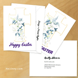 Watercolor Floral, White Lily with Cross, Easter Card 5x7 with EURO Flap Envelope 5.25x7.25 + Address Template, Printable INSTANT DOWNLOAD, Edit with Corjl #2EC_1EN 069 Cross L1 a