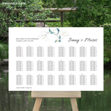 Printable Seating Chart Template, Wedding Seating Sign, Instant Download, Editable Text with Corjl, DIY, Watercolor Floral, White Lily, 18''x24'' & 36"x24" Sizes, DIY #4S_SC 096 L1