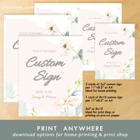 Watercolor Floral, Flower Butterfly Custom Sign Template, Wedding, INSTANT DOWNLOAD, Editable Text, DIY, Create Unlimited Signs, 5x7 & 8x10, Edit with Corjl #4S_CS 119 BF1