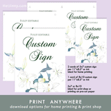 Watercolor Floral, White Lily Custom Sign Template, Wedding, INSTANT DOWNLOAD, Editable Text, DIY, Create Unlimited Signs, 5x7 & 8x10, Edit with Corjl #4S_CS 094 L1