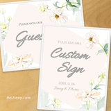 Watercolor Floral, Flower Butterfly Custom Sign Template, Wedding, INSTANT DOWNLOAD, Editable Text, DIY, Create Unlimited Signs, 5x7 & 8x10, Edit with Corjl #4S_CS 119 BF1