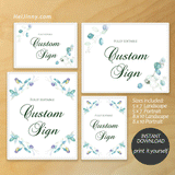 Watercolor Greenery Custom Sign Template, Wedding, INSTANT DOWNLOAD, Editable Text, DIY, Create Unlimited Signs, 5x7 & 8x10, Edit with Corjl #4S_CS 058 G1