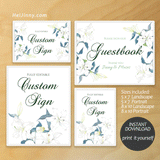 Watercolor Floral, White Lily Custom Sign Template, Wedding, INSTANT DOWNLOAD, Editable Text, DIY, Create Unlimited Signs, 5x7 & 8x10, Edit with Corjl #4S_CS 094 L1