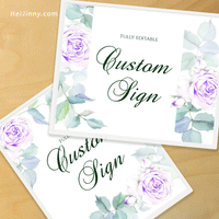 Watercolor Floral, Violet Rose Custom Sign Template, Wedding, INSTANT DOWNLOAD, Editable Text, DIY, Create Unlimited Signs, 5x7 & 8x10, Edit with Corjl #4S_CS 059 R2