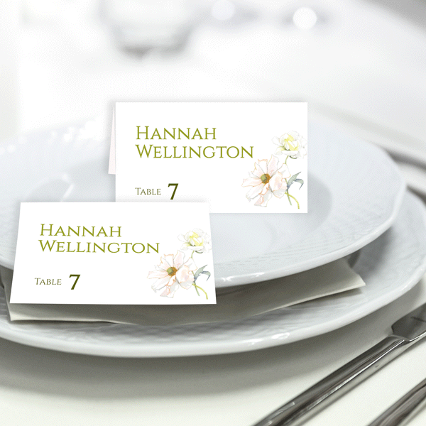 Wedding Place Card Template, Watercolor Floral, Flower Butterfly, 3.5x2 flat & tent, Printable INSTANT DOWNLOAD, Editable PDF, Edit with Corjl, DIY #2S_PC 124 BF1